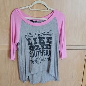 Papermoon Pink and gray 3qtr sleeve tshirt S NWT